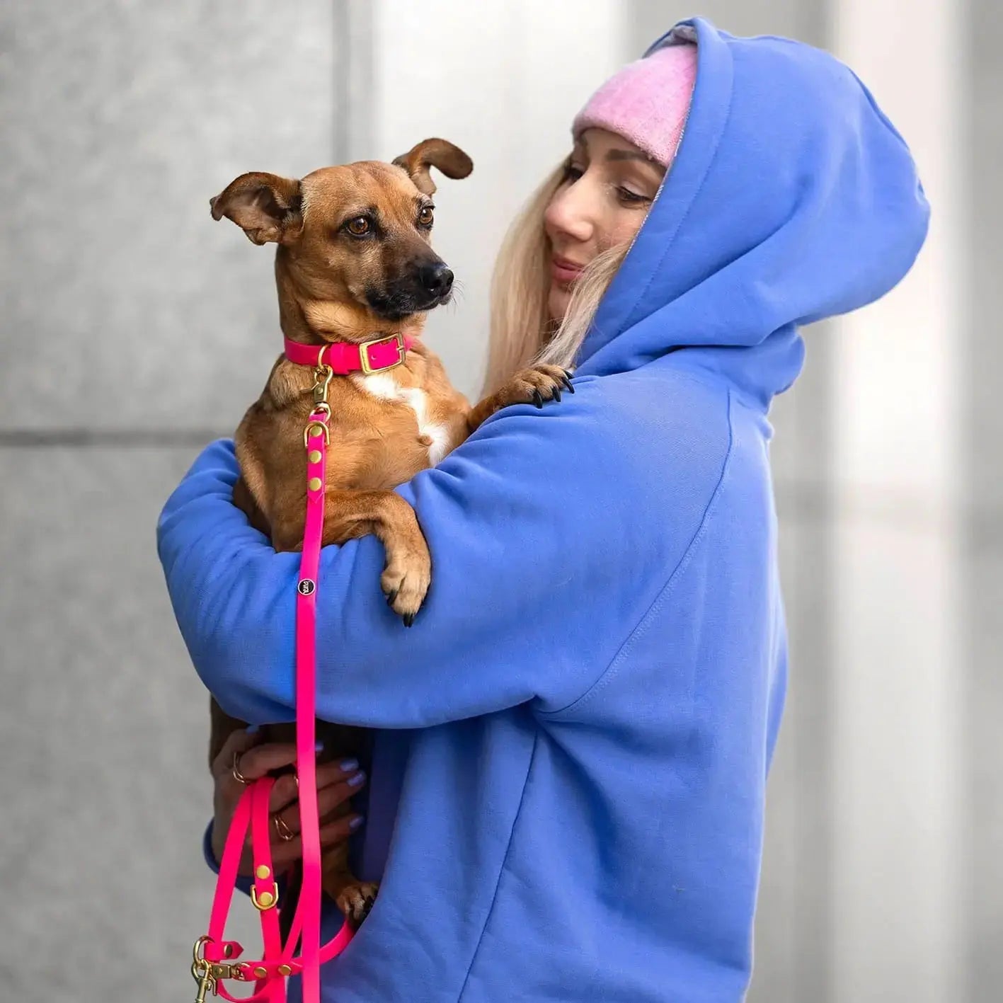 Smycz przepinana multifunkcyjna z Biothane dla psa, różowy / Pies&love BURA