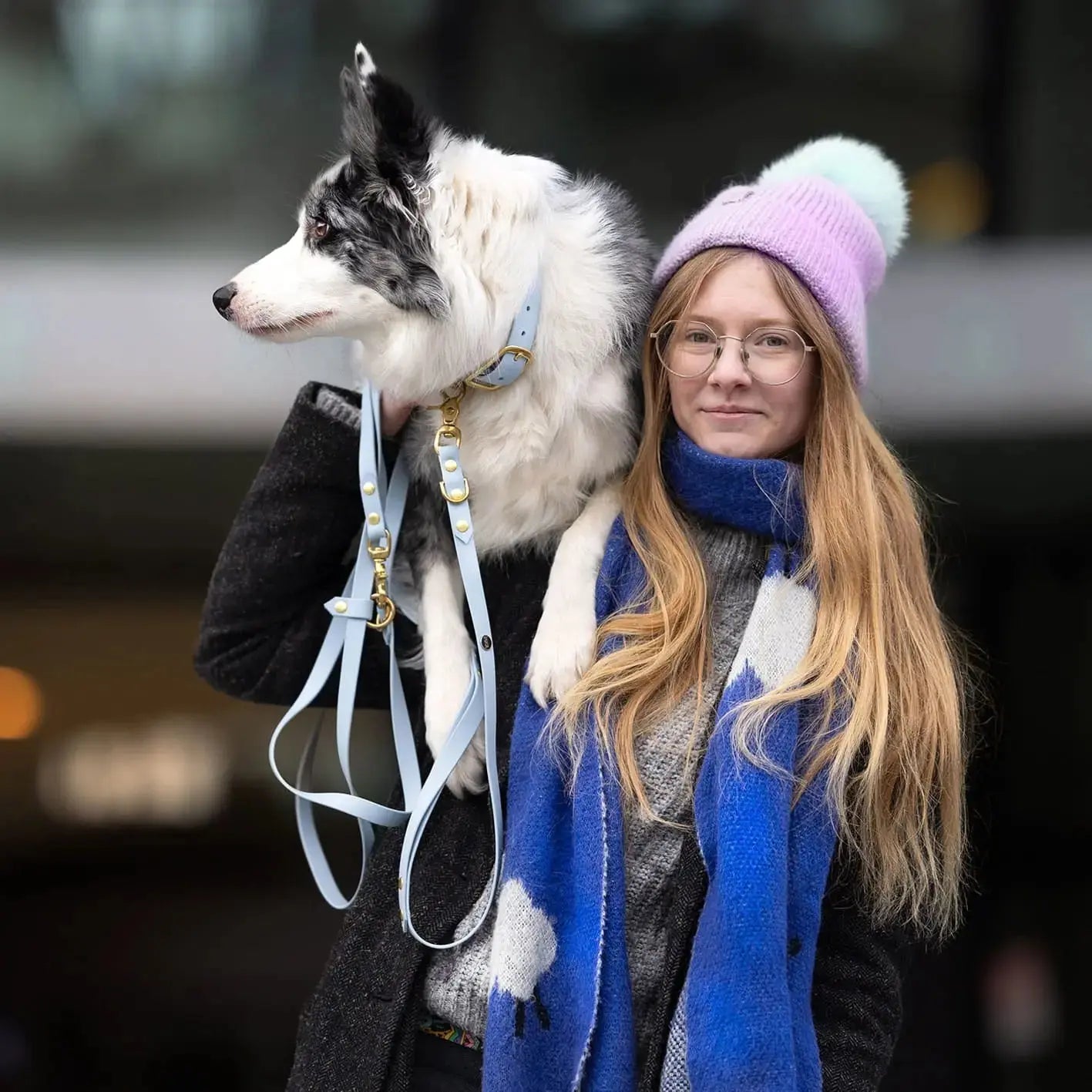 Smycz przepinana multifunkcyjna z Biothane dla psa, pastelowy niebieski / PUPPY blue BURA