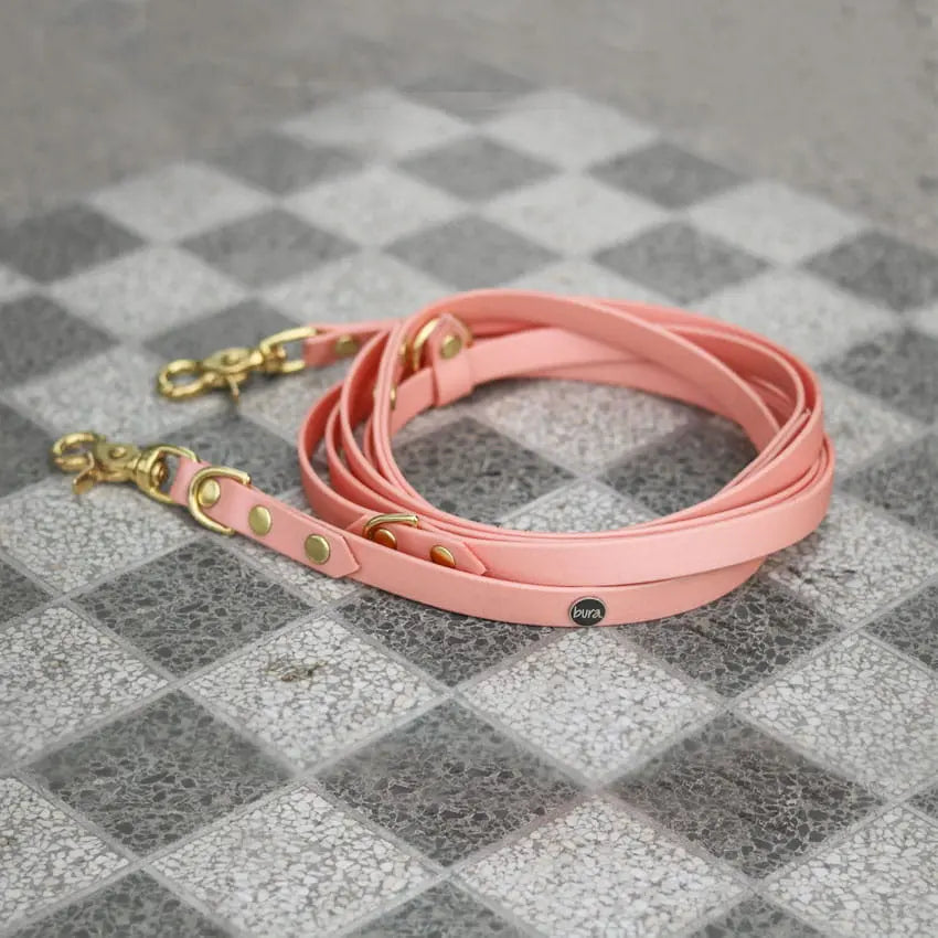 Smycz przepinana multifunkcyjna z Biothane łososiowy róż BURA