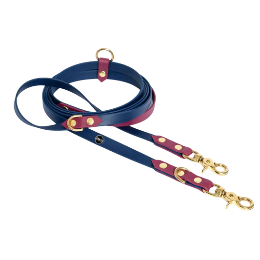 Smycz przepinana multifunkcyjna z Biothane dla psa, granatowo-bordowy / Bura Szmula BURA