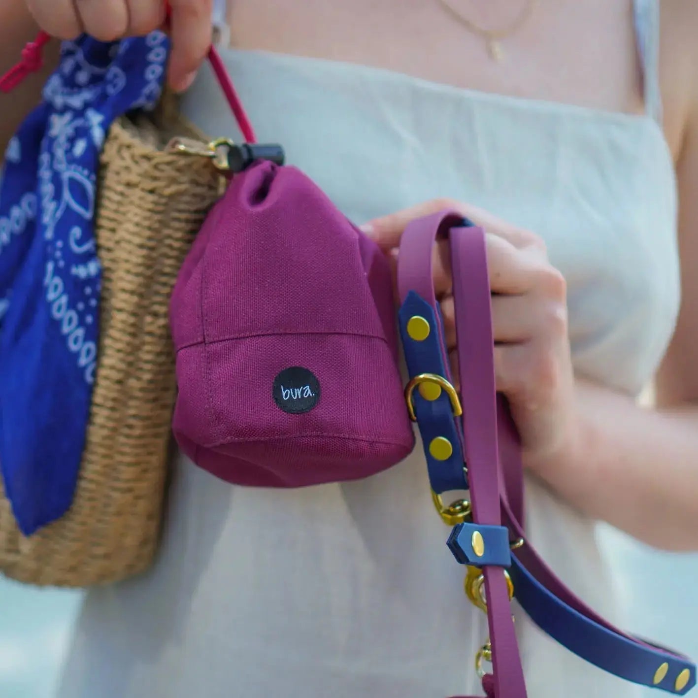 Smycz przepinana multifunkcyjna z Biothane dla psa, bordowo-granatowy / Bura Szmula BURA