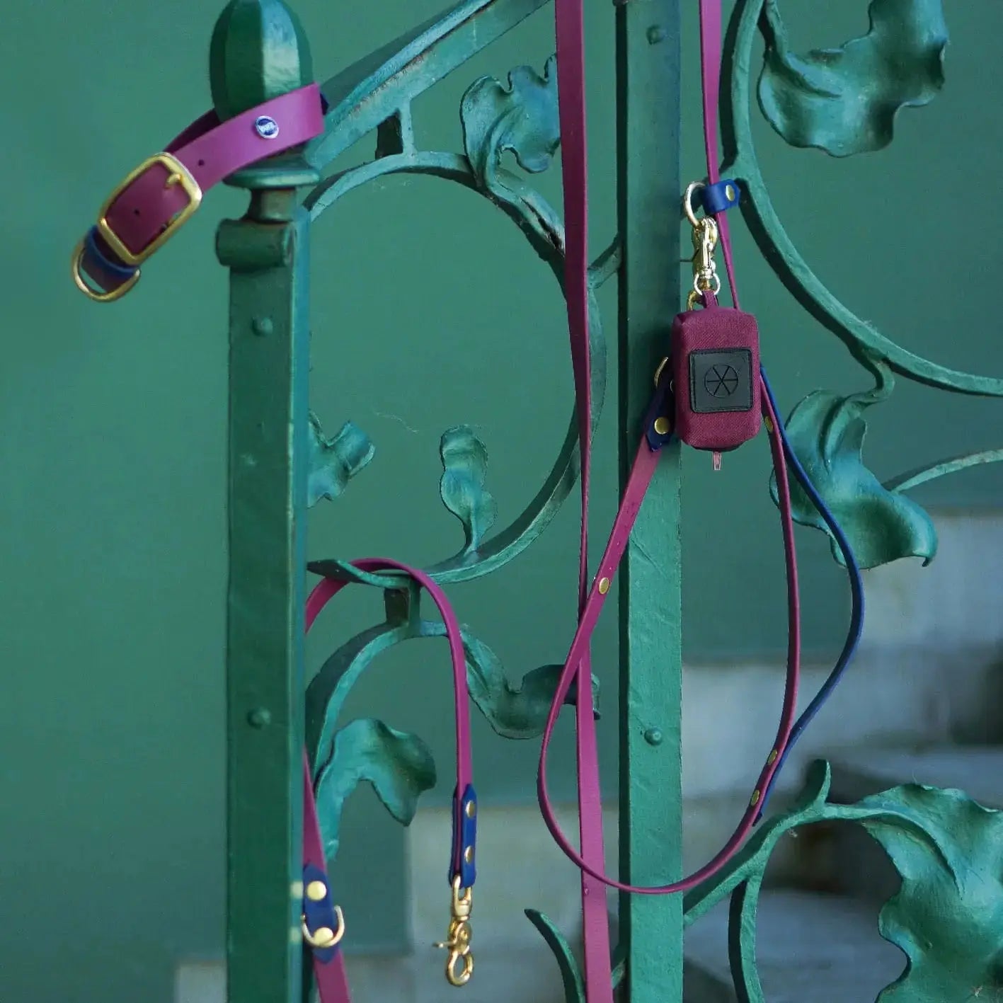 Smycz przepinana multifunkcyjna z Biothane dla psa, bordowo-granatowy / Bura Szmula BURA