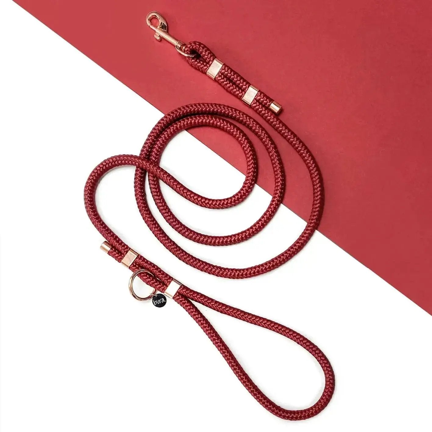 Smycz miejska linowa dla psa, bordo / HAU... hot in here BURA
