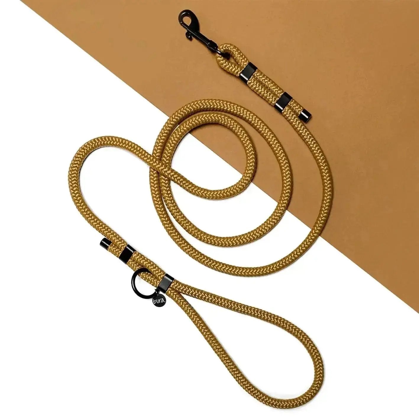 Smycz miejska linowa dla psa, karmelowy / psiowe carmeLOVE BURA