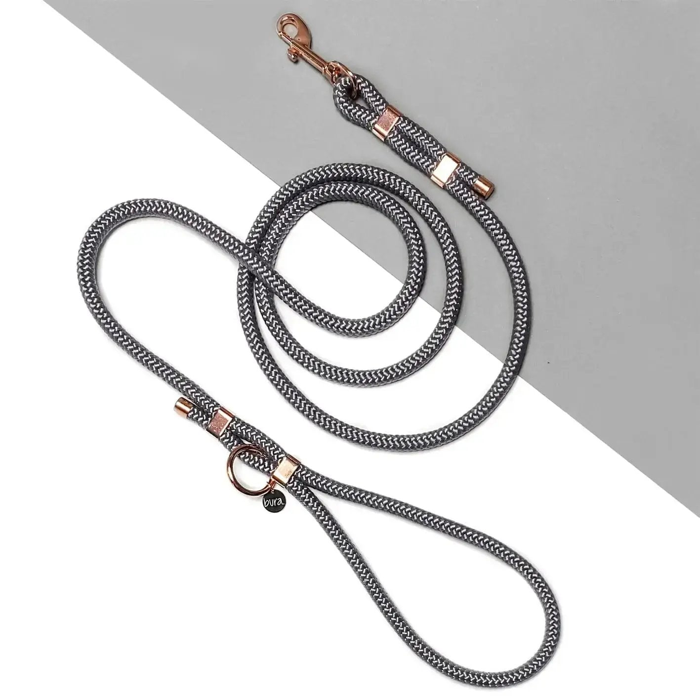 Smycz miejska linowa dla psa, szary / szaroBURA BURA