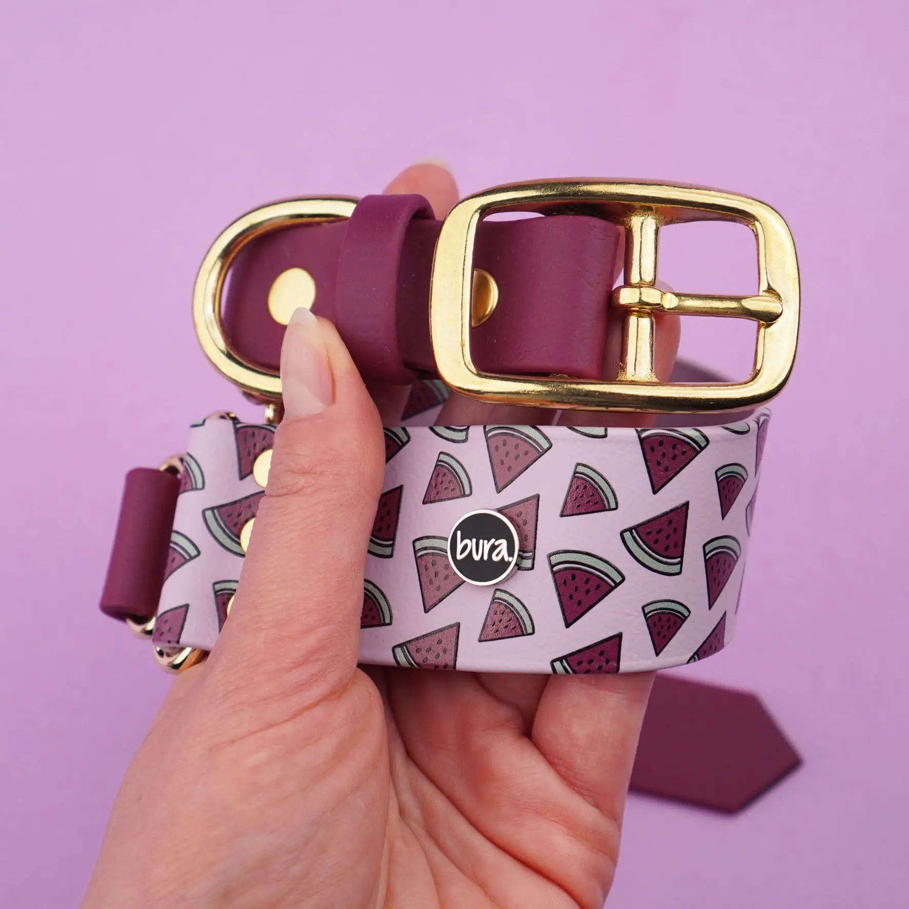 Szeroka obroża na sprzączkę, Arbuziki / lilia BURA