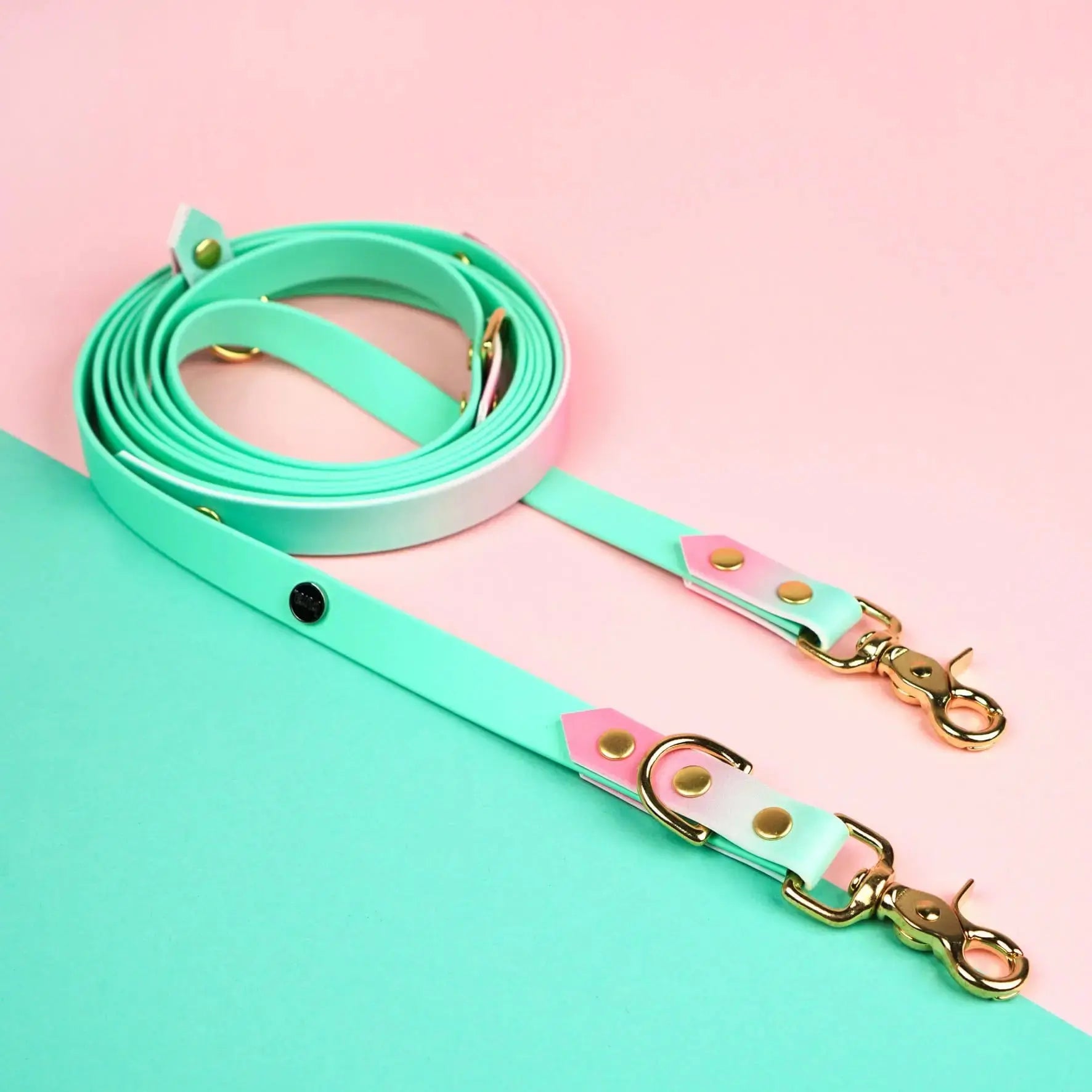 Smycz przepinana multifunkcyjna z Biothane dla psa, Strawberry Matcha BURA