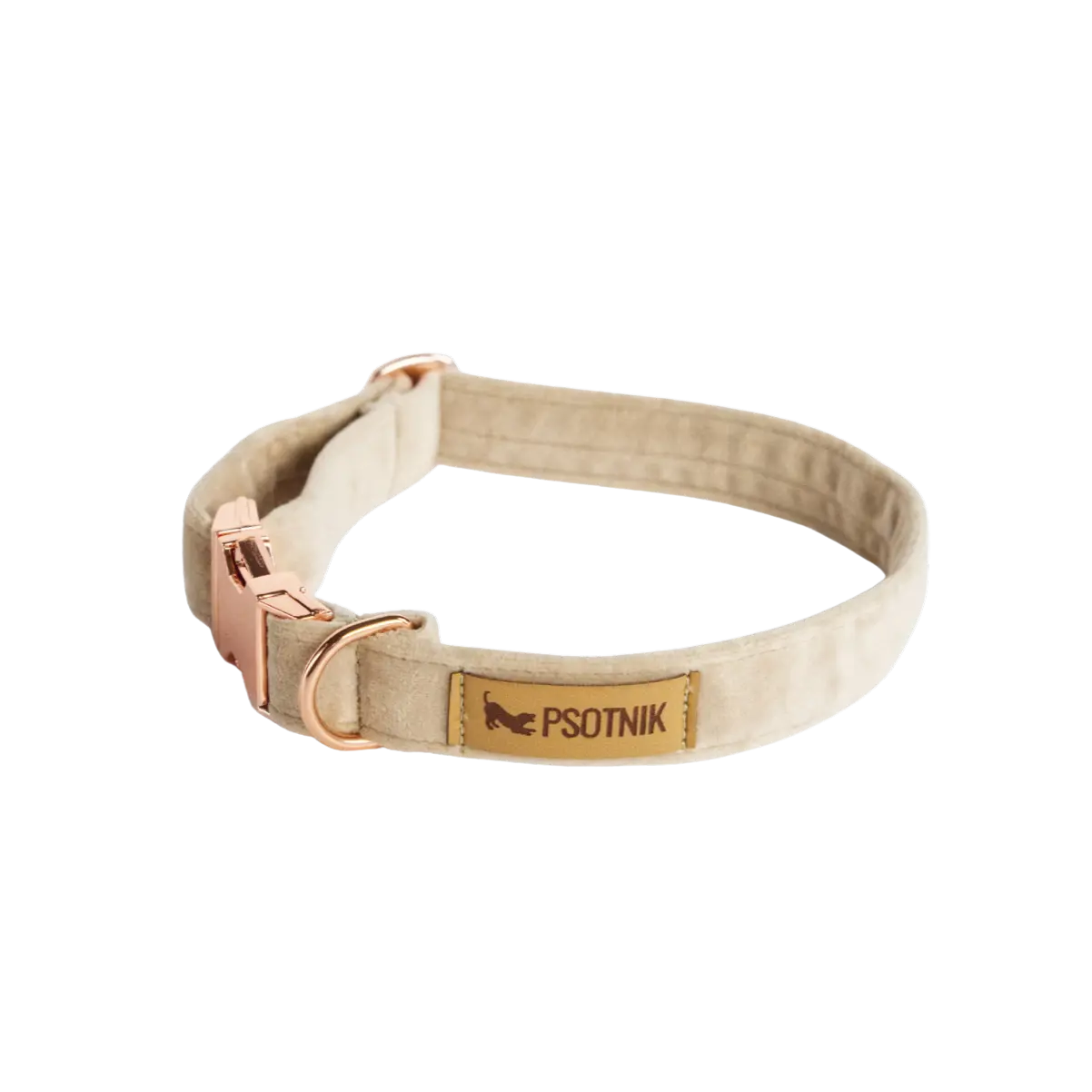 Obroża z klamrą Psotnik beżowa Psotnik