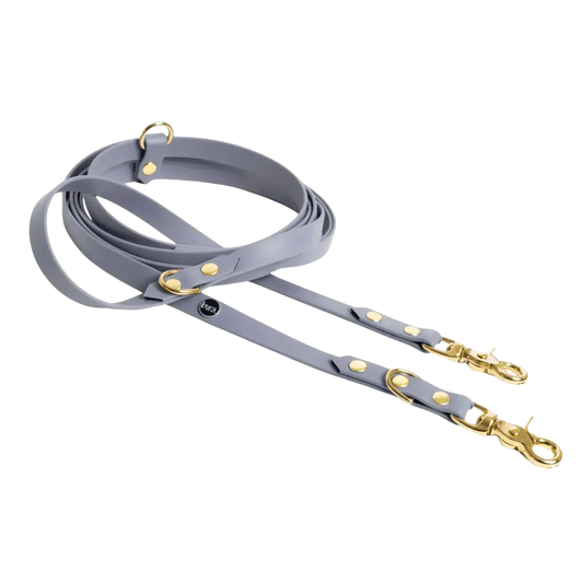 Smycz przepinana multifunkcyjna z Biothane dla psa, szary / szaroBURA BURA