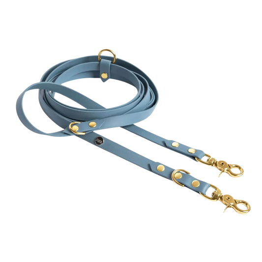 Smycz przepinana multifunkcyjna z Biothane dla psa, blue jeans / denim DOG BURA