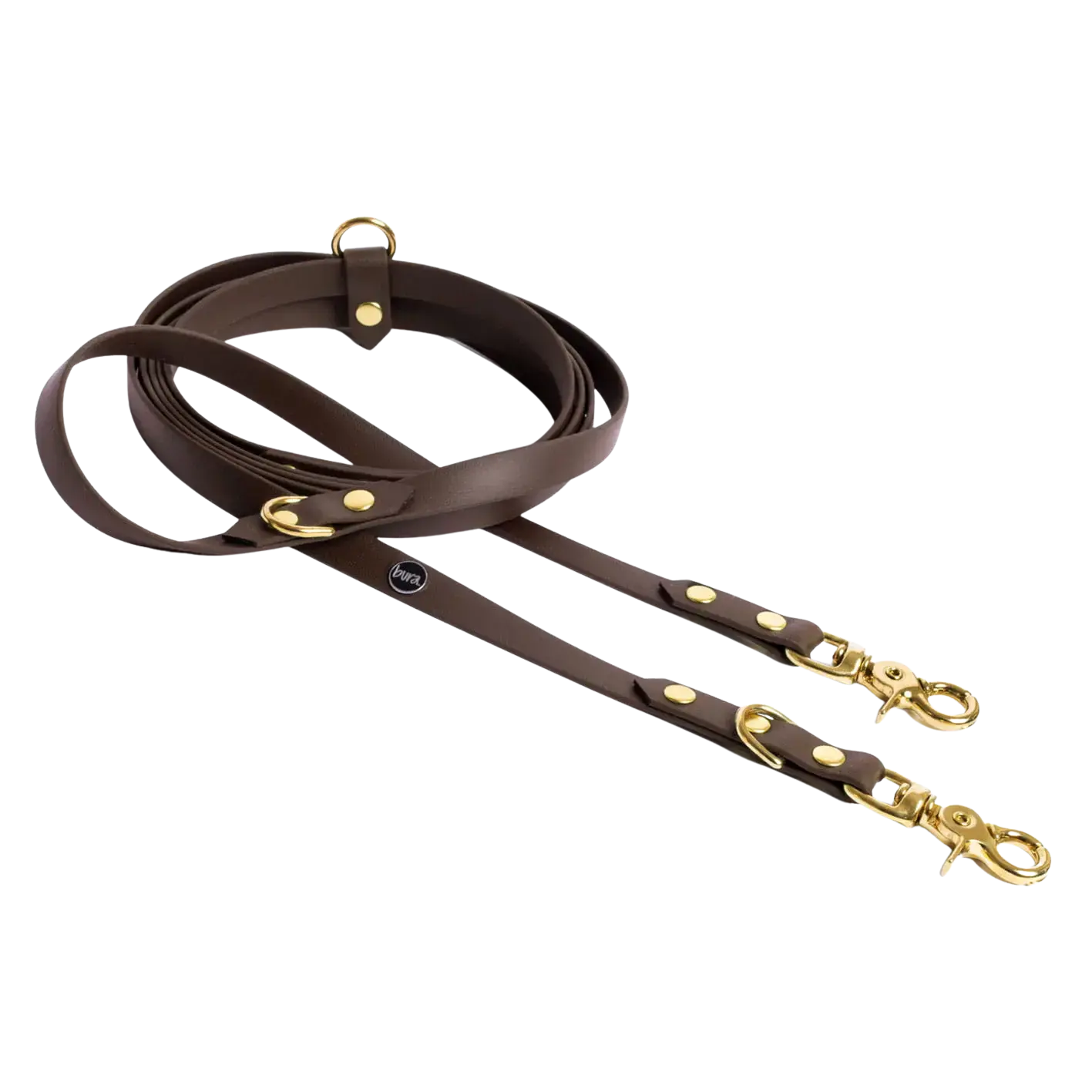 Smycz przepinana multifunkcyjna z Biothane dla psa, ciemny brąz / dark chocolate... HAU good! BURA