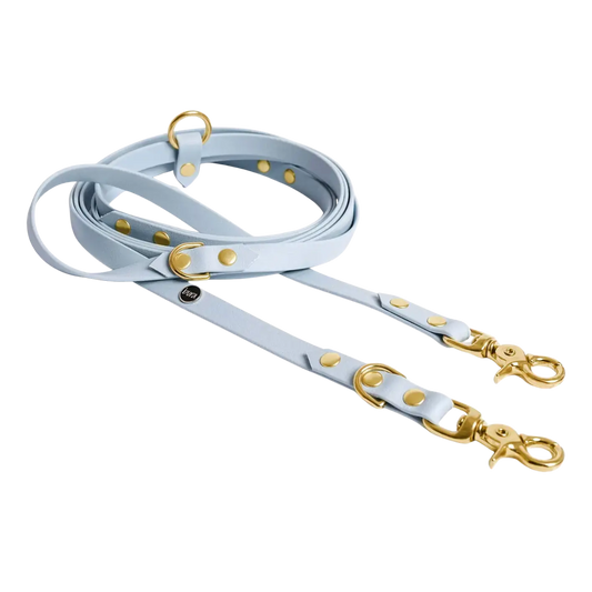 Smycz przepinana multifunkcyjna z Biothane dla psa, pastelowy niebieski / PUPPY blue BURA