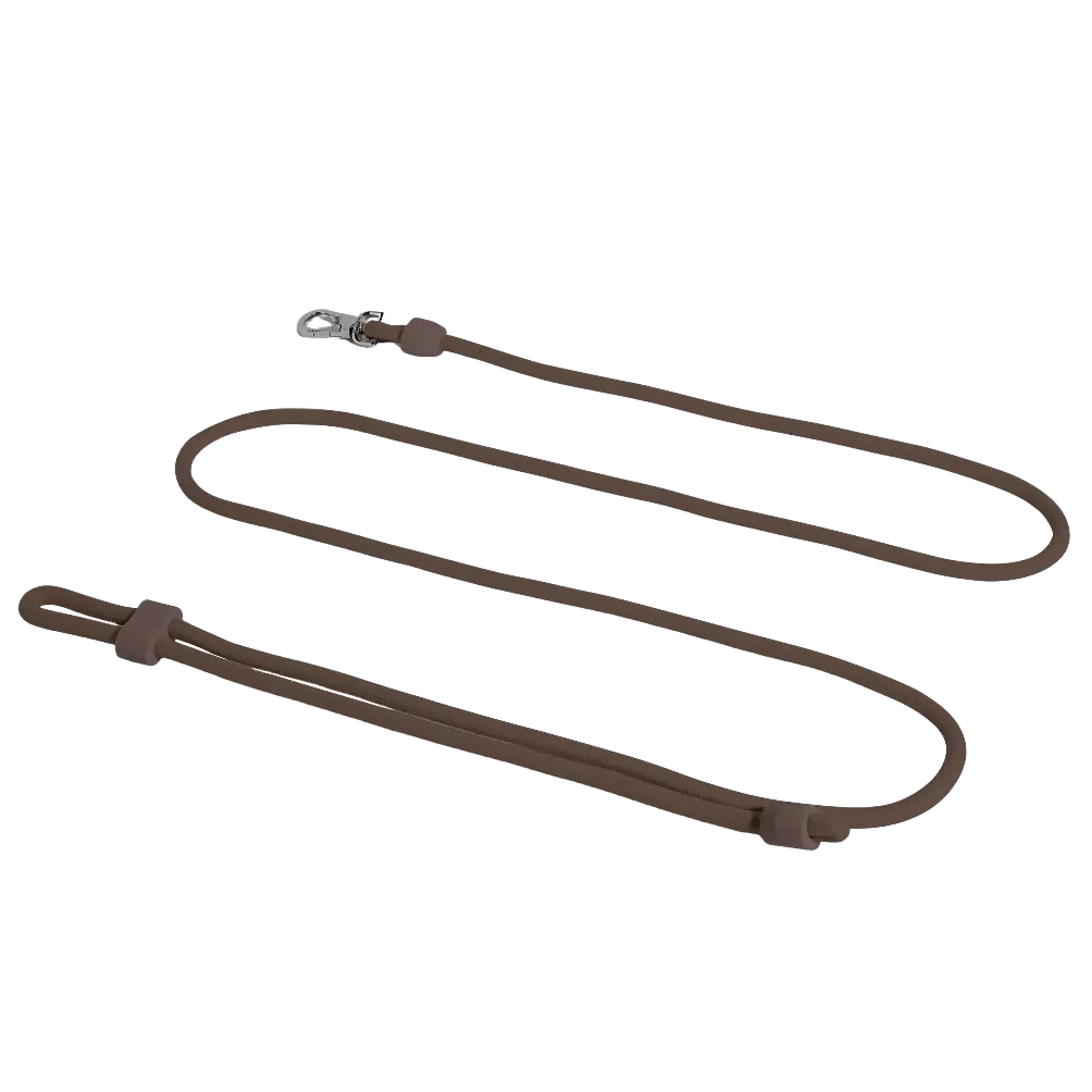 Smycz St. Argo Hands-Free, pleciona lina w kolorze czekoladowym, z metalowym karabińczykiem.