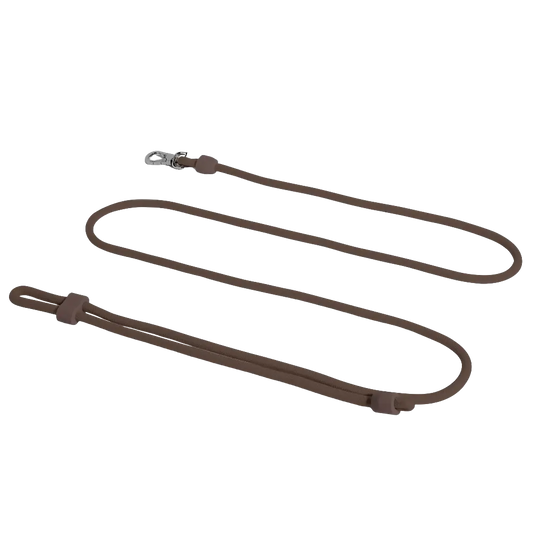 Smycz St. Argo Hands-Free, pleciona lina w kolorze czekoladowym, z metalowym karabińczykiem.