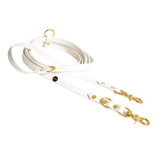 Smycz przepinana multifunkcyjna z Biothane dla psa, biały / beza Psiavlova BURA