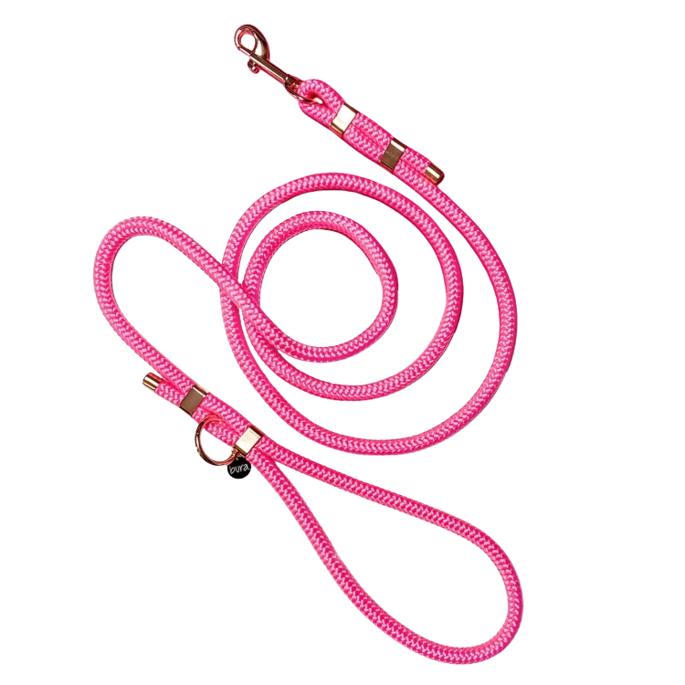 Smycz miejska linowa dla psa, różowy / Pies&love BURA