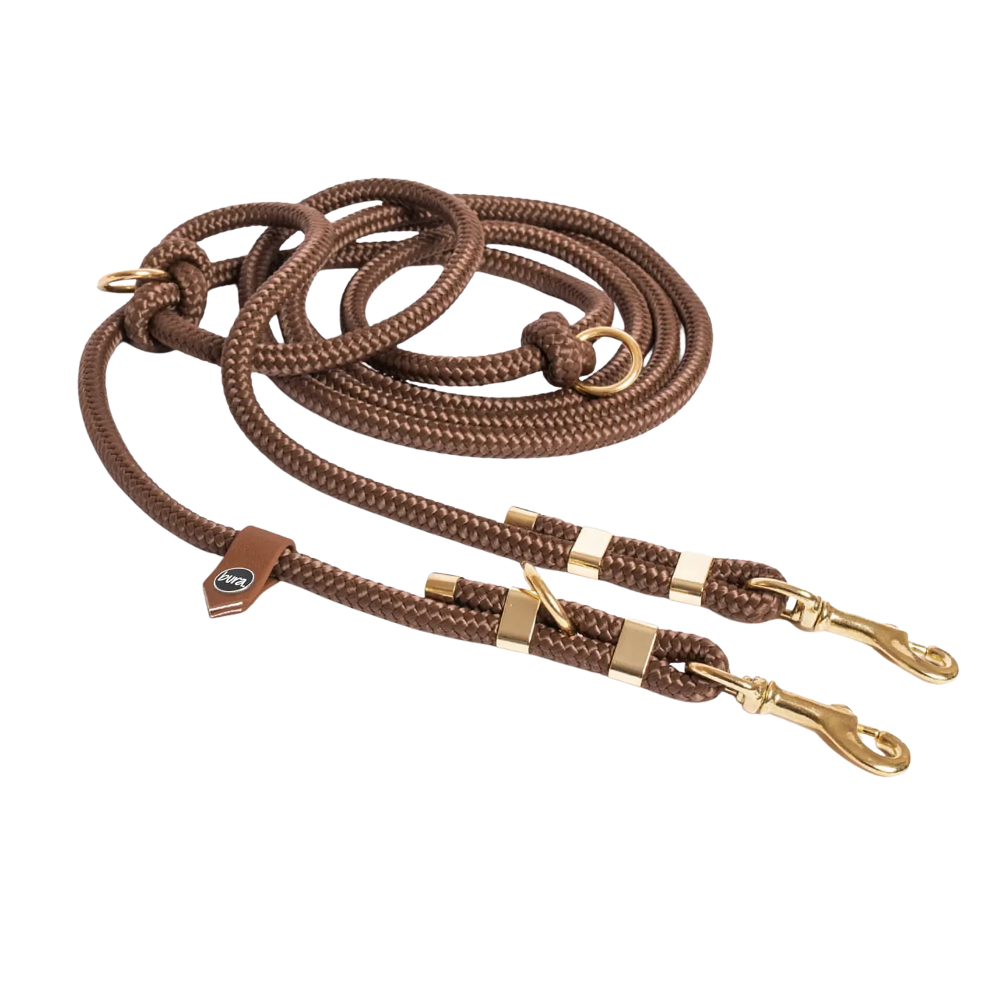 Smycz przepinana linowa dla psa, brąz / Trufla BURA