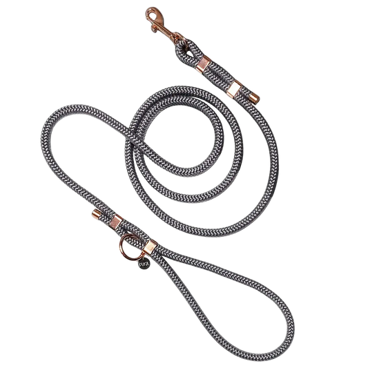 Smycz miejska linowa dla psa, szary / szaroBURA BURA