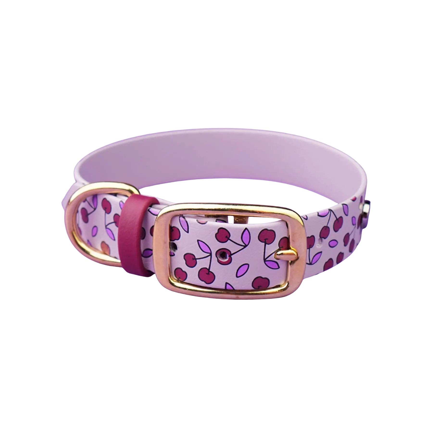 Obroża na sprzączkę dla psa, Wisienki / liliowy BURA