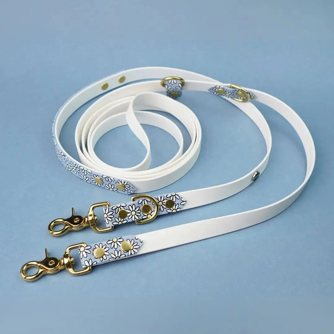 Smycz przepinana multifunkcyjna z Biothane dla psa, Stokrotki / różne kolory BURA