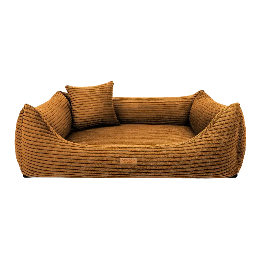 Legowisko dla psa i kota z materacem ortopedycznym musztardowe - RIMINI MUSTARD DENZOO