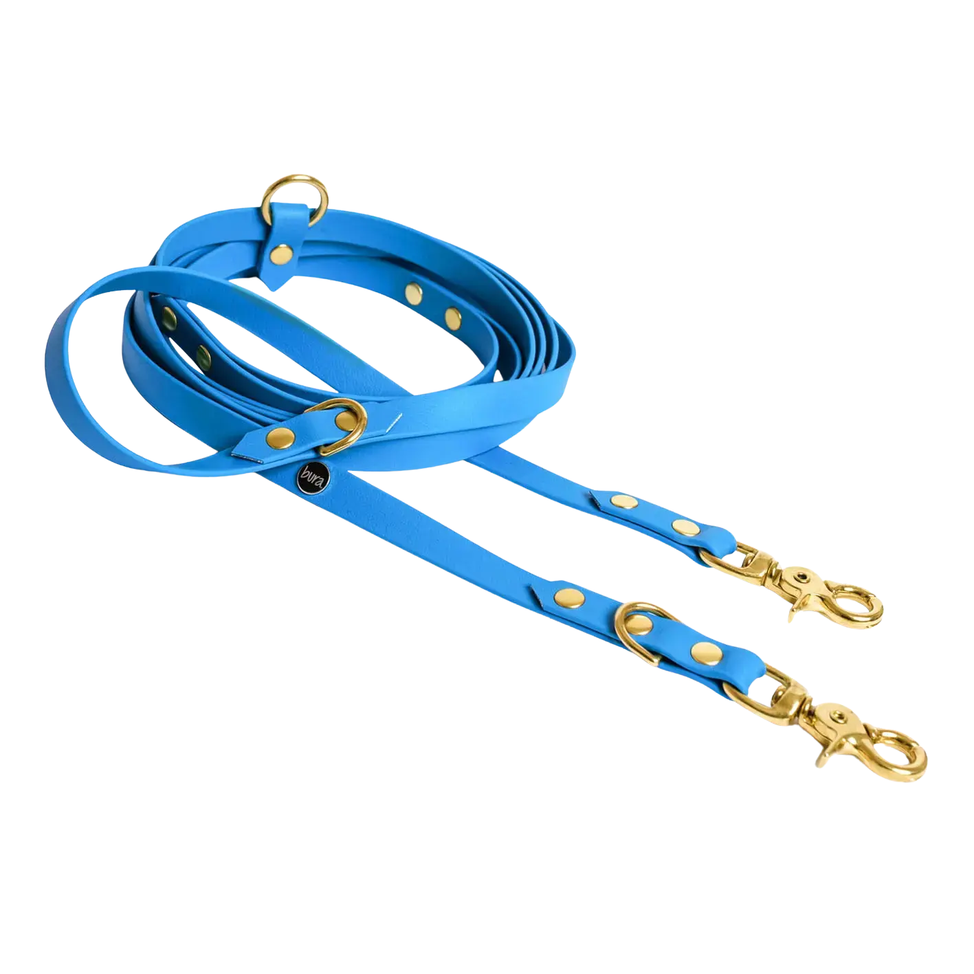 Smycz przepinana multifunkcyjna z Biothane dla psa, niebieski / I'm buldog... BURA