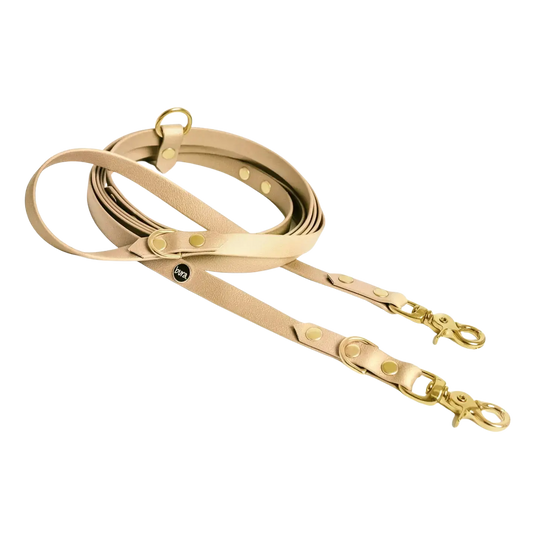 Smycz przepinana multifunkcyjna z Biothane dla psa, beżowy / Psinut butter BURA