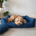 Załaduj obraz do przeglądarki galerii, Legowisko dla psa i kota z materacem ortopedycznym granatowe - RIMINI NAVY BLUE DENZOO