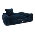 Załaduj obraz do przeglądarki galerii, Legowisko premium dla psa i kota ortopedyczne granatowe - PALERMO NAVY BLUE DENZOO
