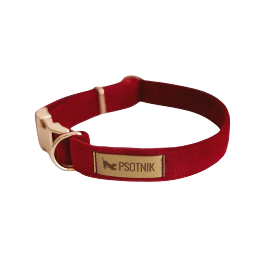 Obroża z klamrą Psotnik bordo Psotnik