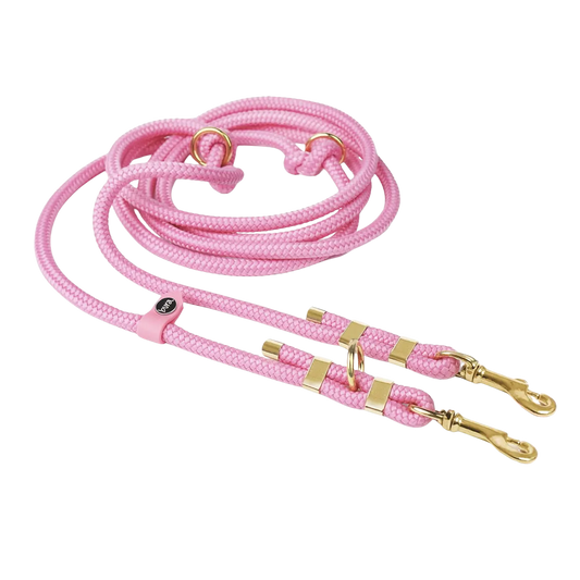 Smycz przepinana linowa dla psa, pastelowy róż / PUPPY pink BURA