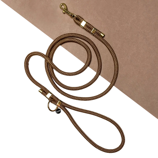 Smycz miejska linowa dla psa, brąz / Trufla BURA