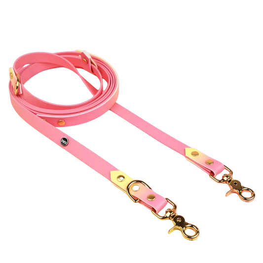 Smycz przepinana multifunkcyjna z Biothane dla psa, Pink Malibu BURA