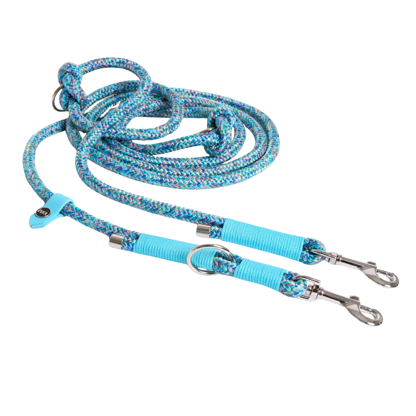 Smycz przepinana linowa dla psa, niebieski mix / I'm buldog... da ba dee da ba daa BURA