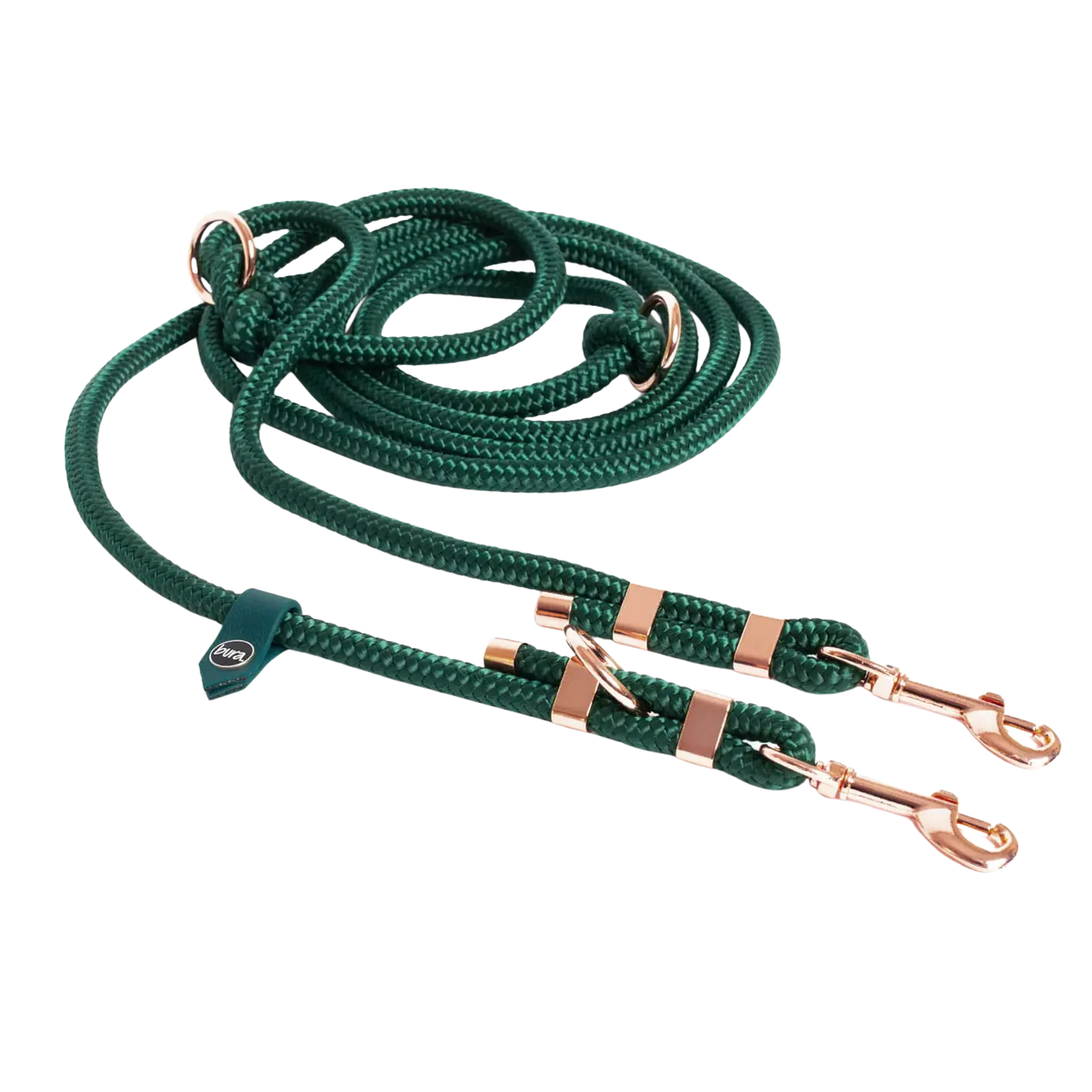 Smycz przepinana linowa dla psa, butelkowa zieleń / born to be wild... DOG BURA