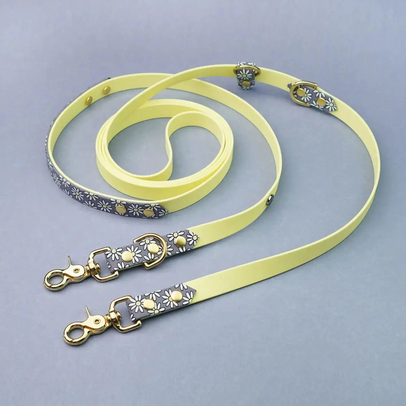 Smycz przepinana multifunkcyjna z Biothane dla psa, Stokrotki / różne kolory BURA