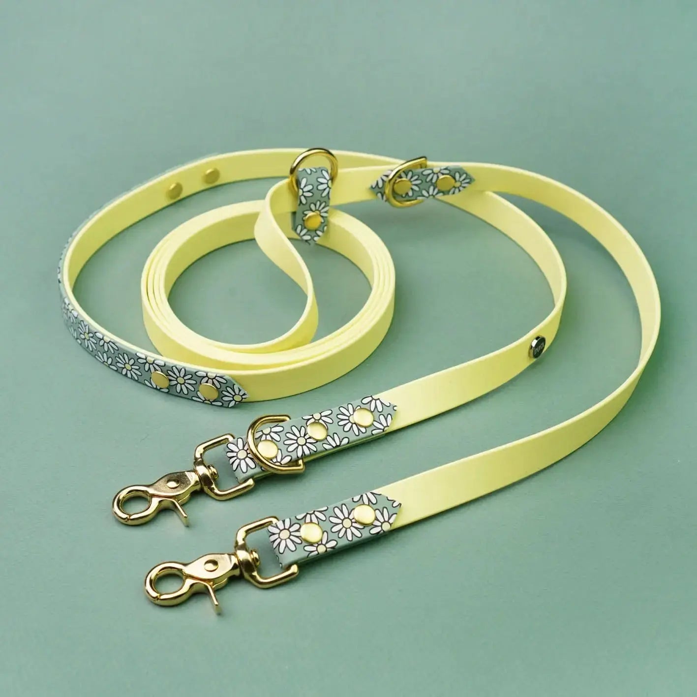 Smycz przepinana multifunkcyjna z Biothane dla psa, Stokrotki / różne kolory BURA