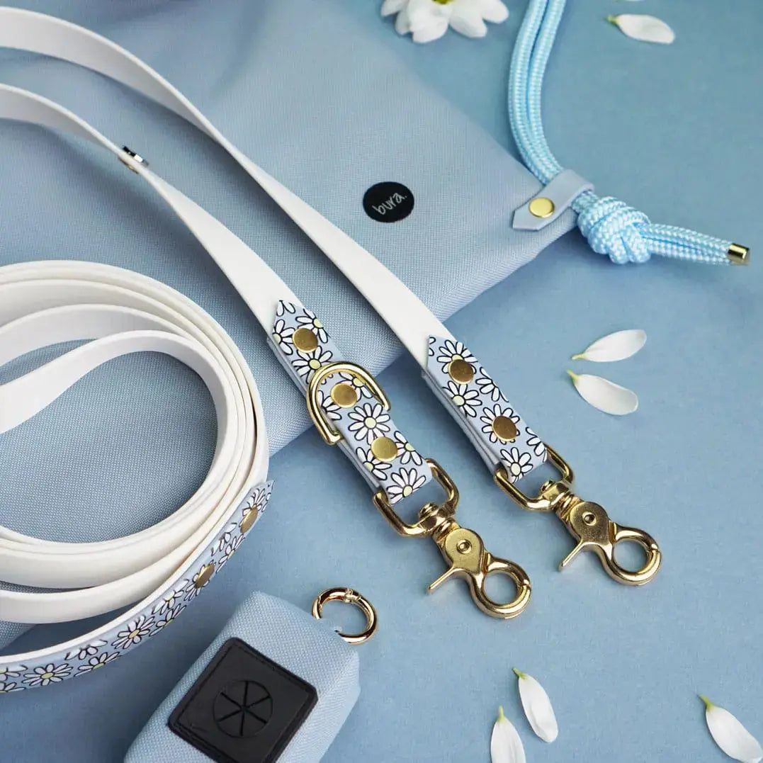 Smycz przepinana multifunkcyjna z Biothane dla psa, Stokrotki / różne kolory BURA