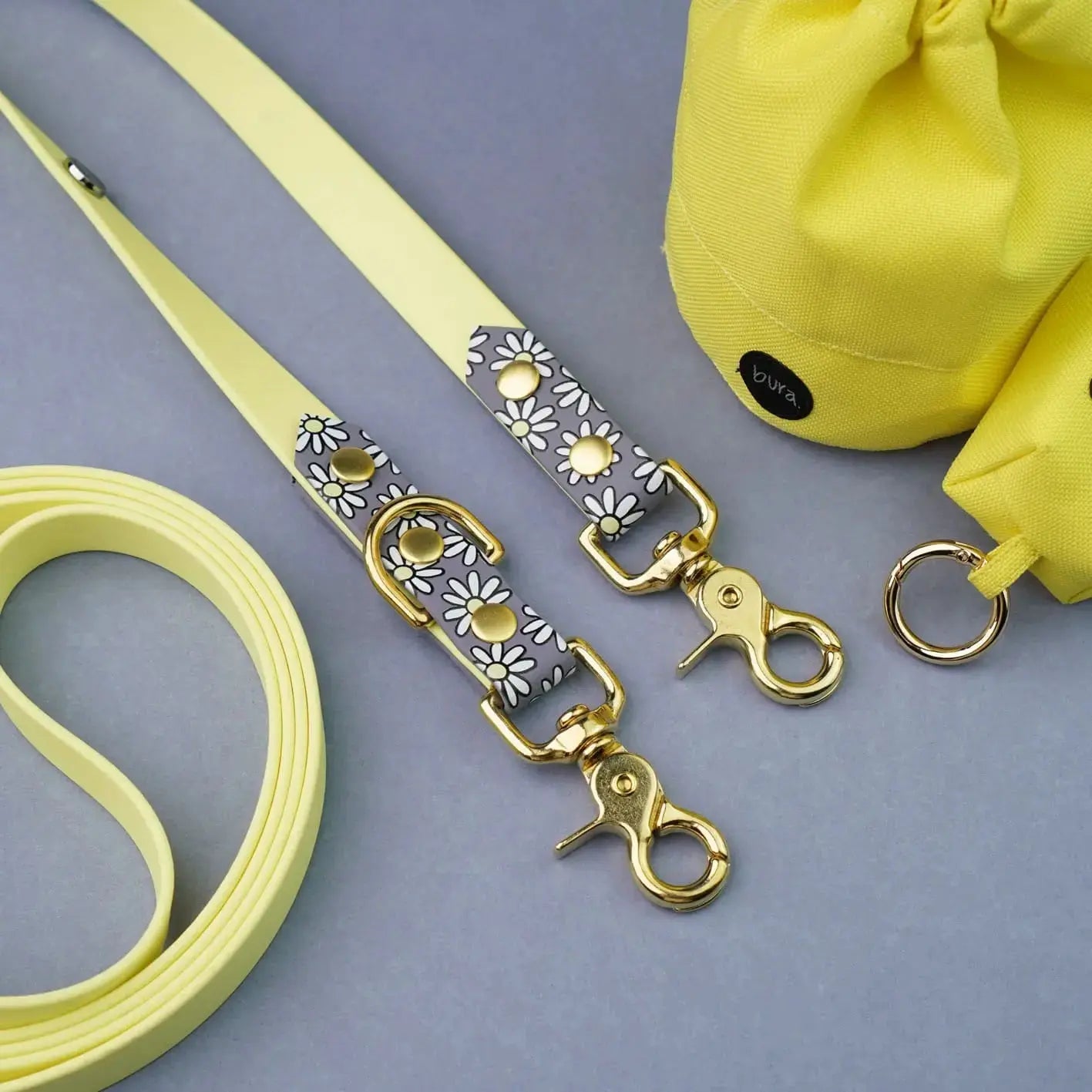 Smycz przepinana multifunkcyjna z Biothane dla psa, Stokrotki / różne kolory BURA
