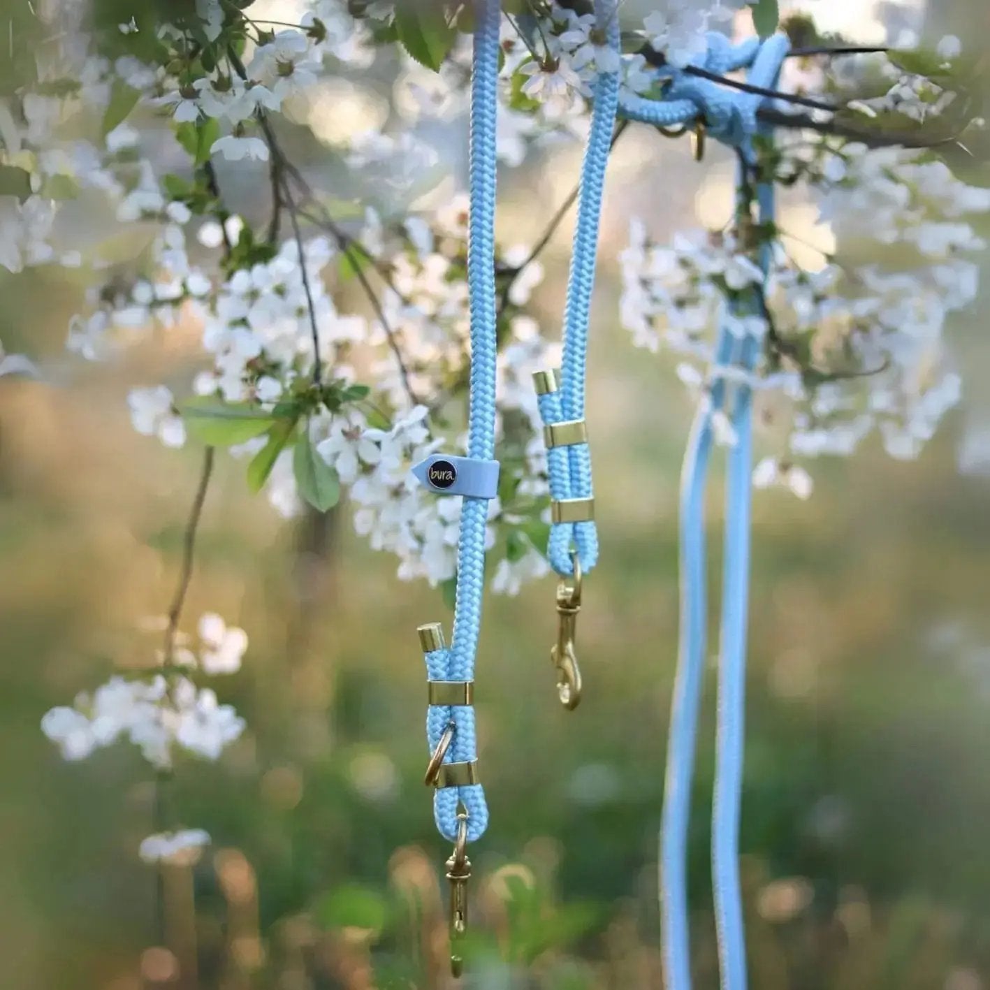 Smycz przepinana linowa dla psa, pastelowy niebieski / PUPPY blue BURA