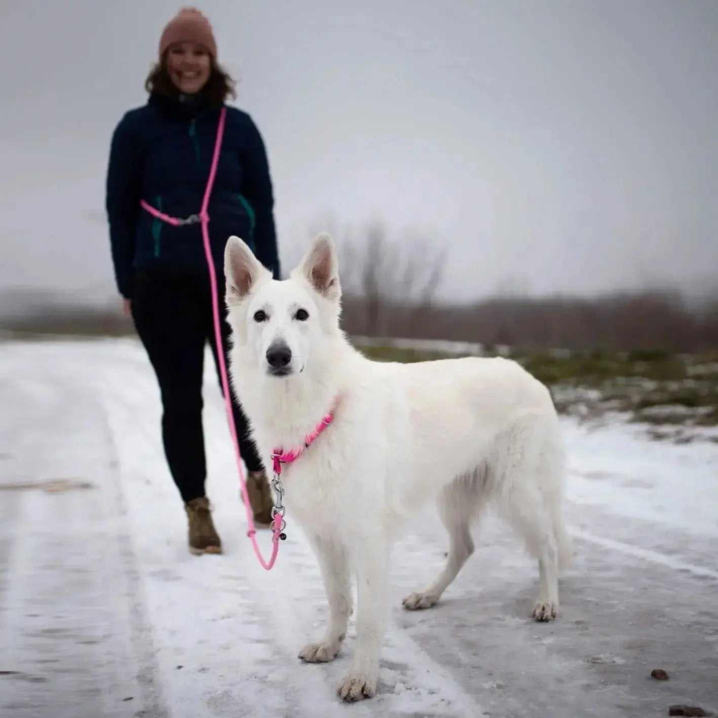 Smycz przepinana linowa dla psa, różowy / Pies&love BURA