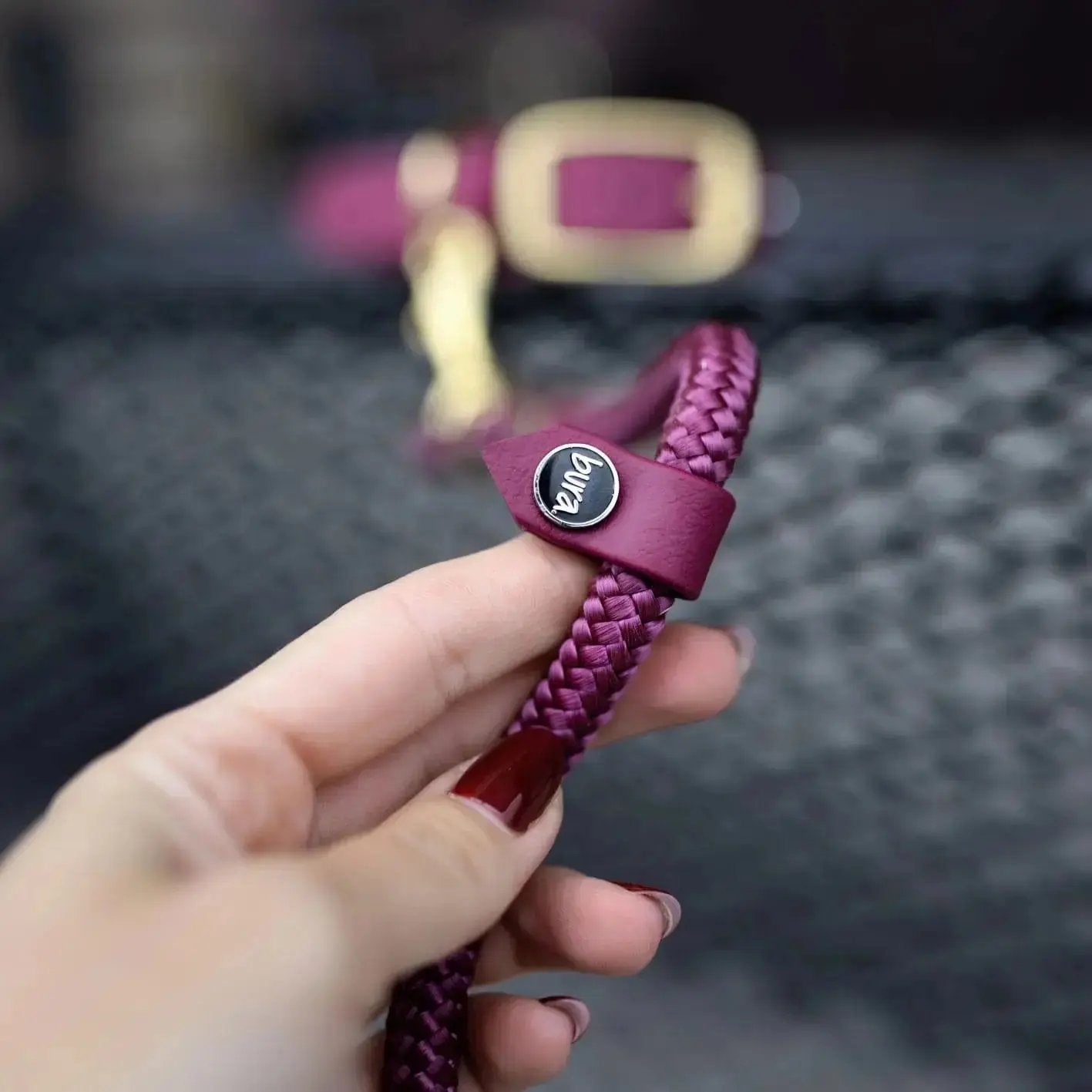 Smycz przepinana linowa dla psa, burgund / DARK HAU... hot in here BURA