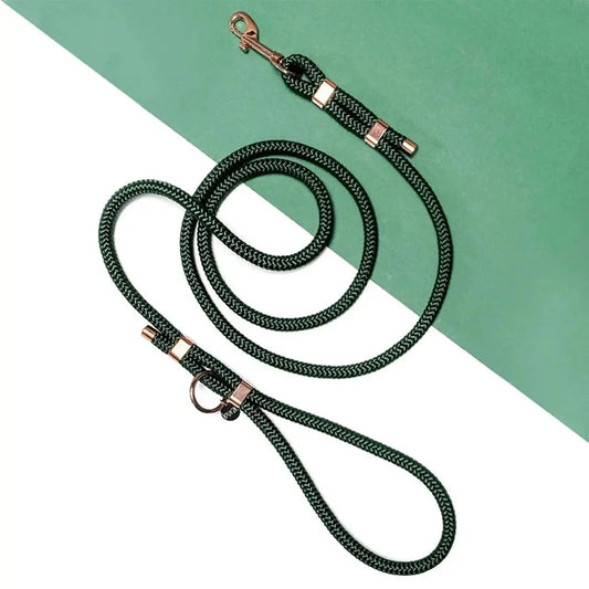 Smycz miejska linowa dla psa, butelkowa zieleń / born to be wild... DOG BURA