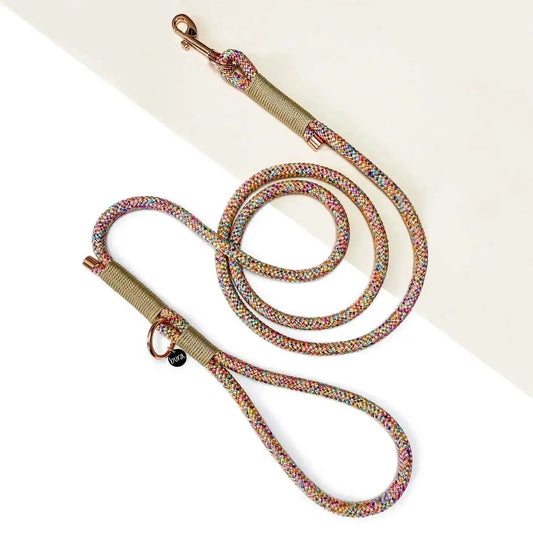 Smycz miejska linowa dla psa, beżowy mix  / Psiutti frutti BURA