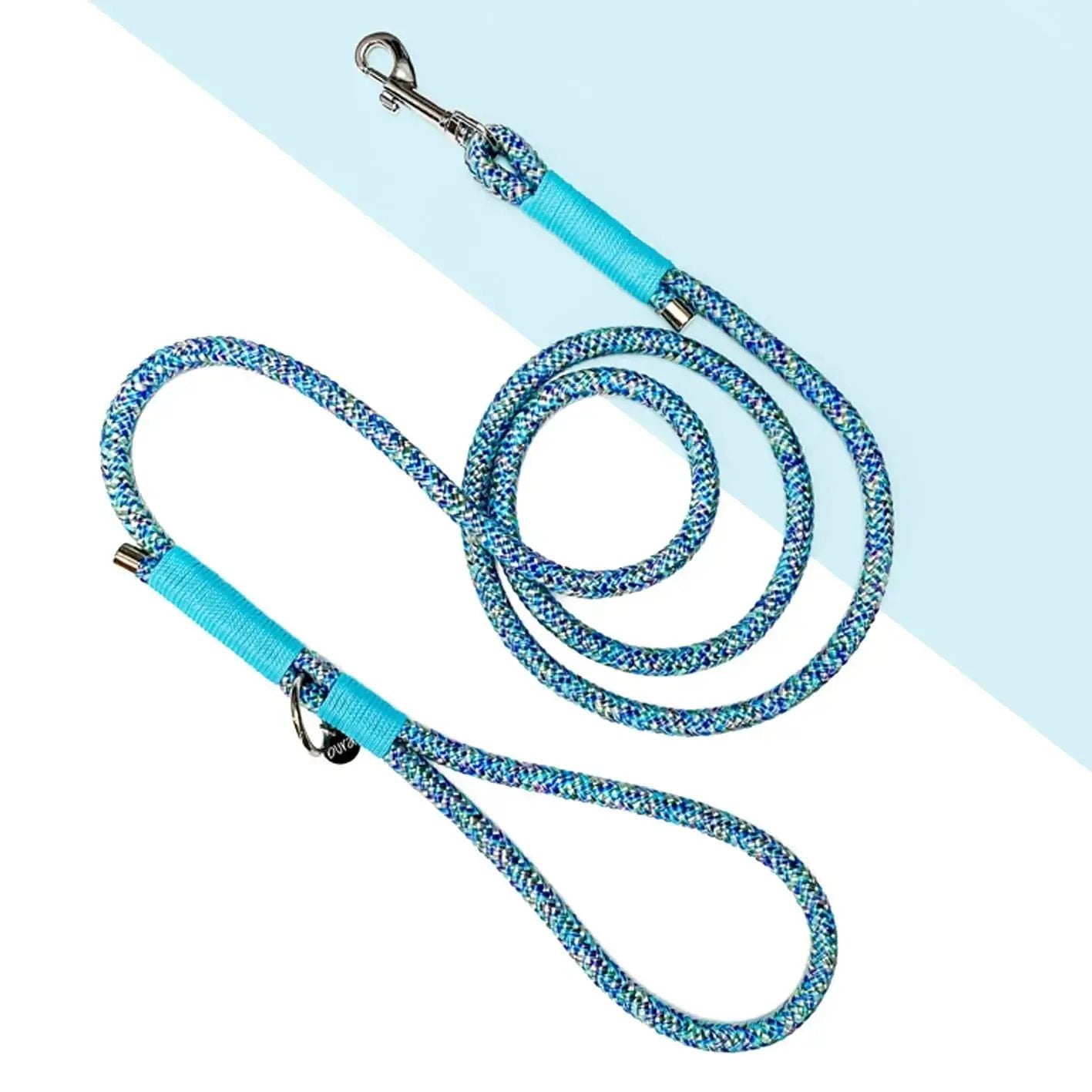 Smycz miejska linowa dla psa, niebieski mix / I'm buldog... da ba dee da ba daa BURA