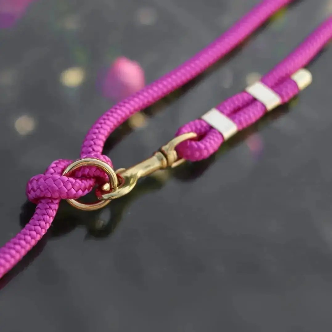 Smycz przepinana linowa dla psa, magenta / Pup Fiction BURA