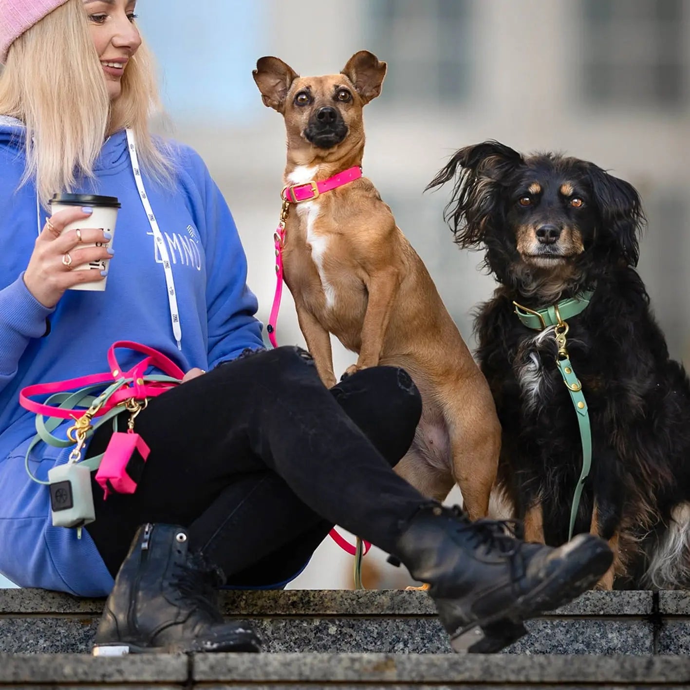 Obroża na sprzączkę dla psa, szałwiowy / szAUUUwia BURA
