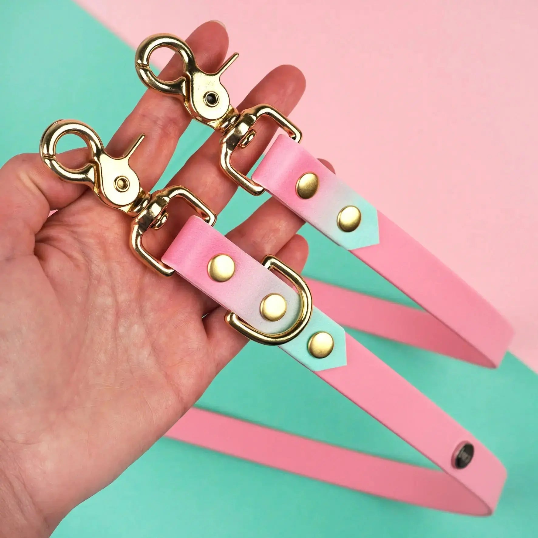 Smycz przepinana multifunkcyjna z Biothane dla psa, Strawberry Matcha BURA