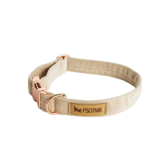 Obroża z klamrą Psotnik beżowa Psotnik