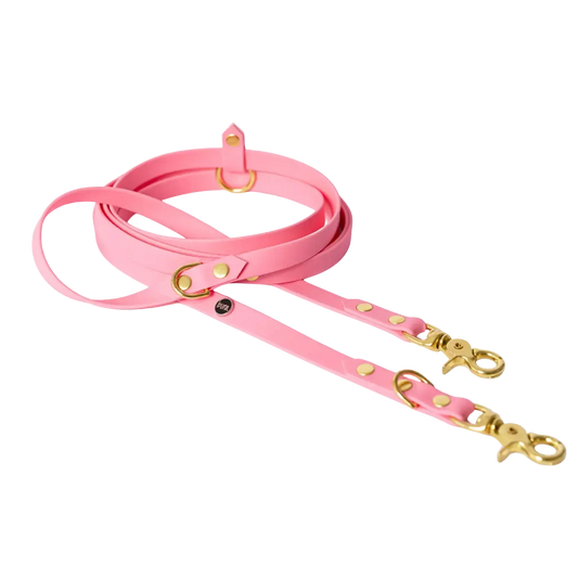 Smycz przepinana multifunkcyjna z Biothane dla psa, pastelowy róż / PUPPY pink BURA
